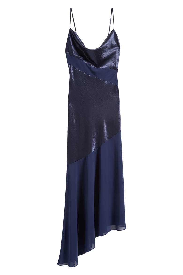 Lainey Cowl Neck Midi Dress, Alternate, color, NAVY
