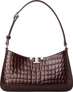 Tory Burch Slim Eleanor Croc Embossed Leather Shoulder Bag