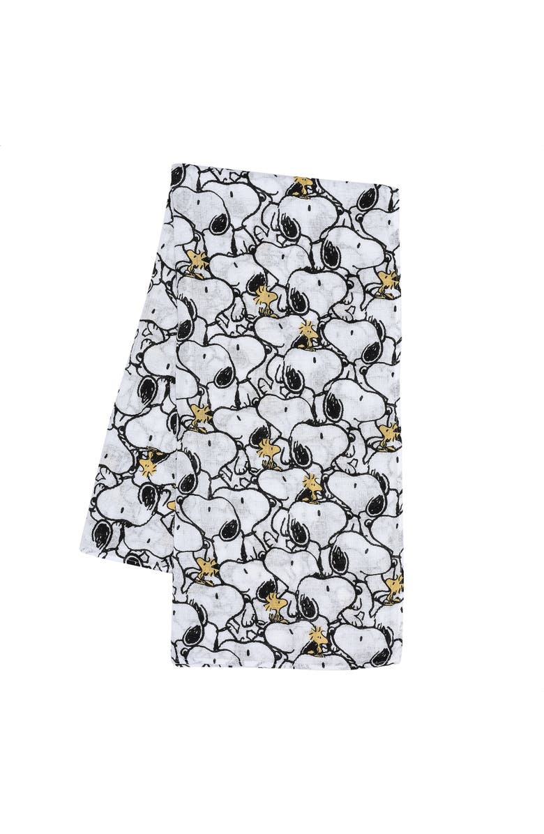 Lambs & Ivy Snoopy Muslin Swaddle Blanket & Mini Plush Newborn Baby Gift Set, Alternate, color, White