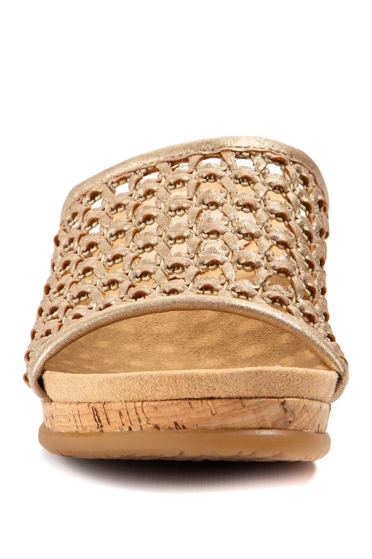 BARETRAPS Flossy Woven Wedge Sandal, Alternate, color, Soft Gold