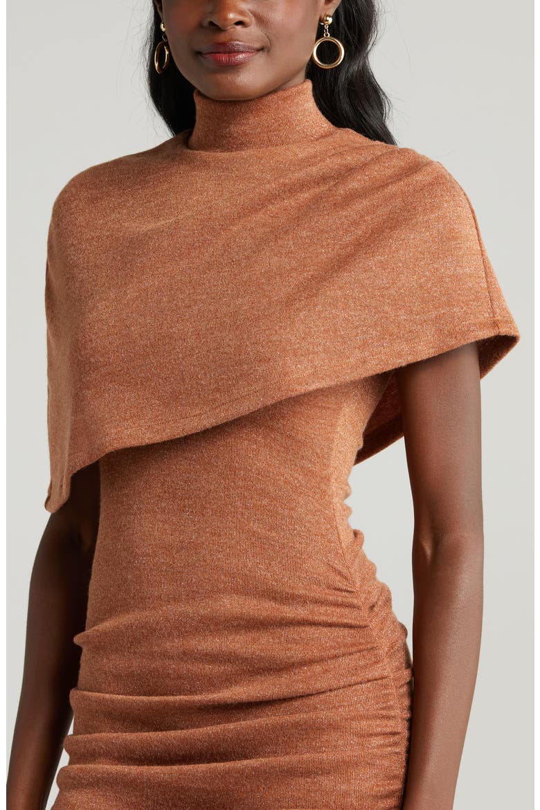 Eleanor Popover Ruched Body-Con Dress, Alternate, color, SEPHIA SPARKLE