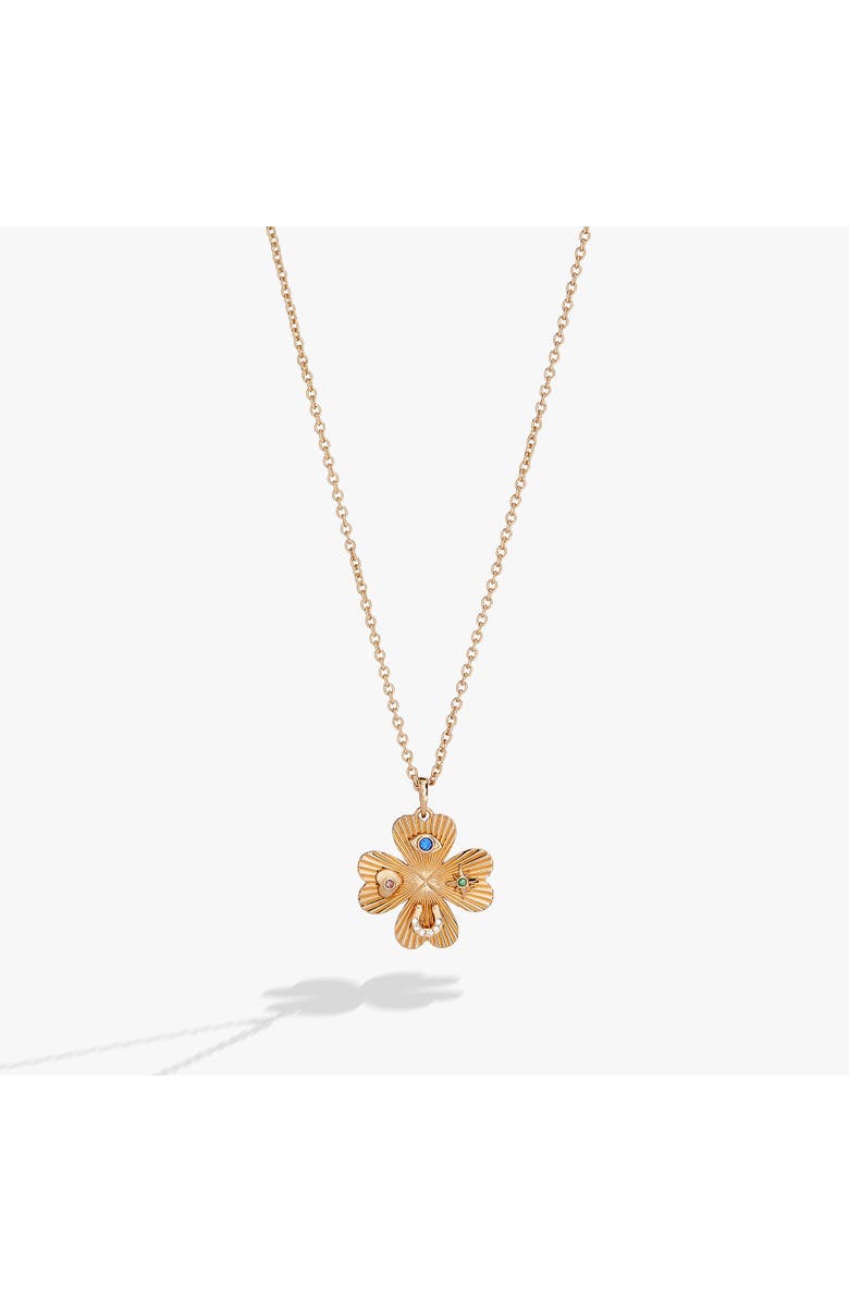 Alex and Ani Lucky Four Leaf Clover Necklace, Main, color, Gold