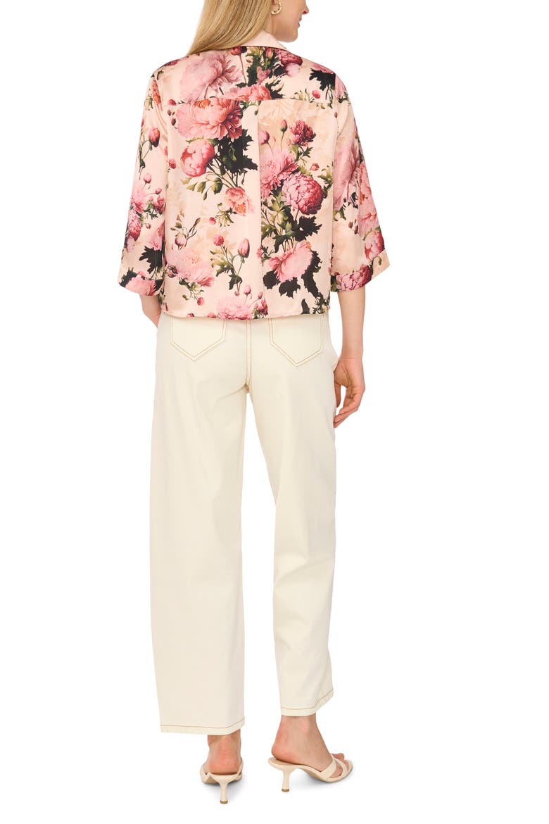 Floral Tie Front Top, Alternate, color, CREAM TAN