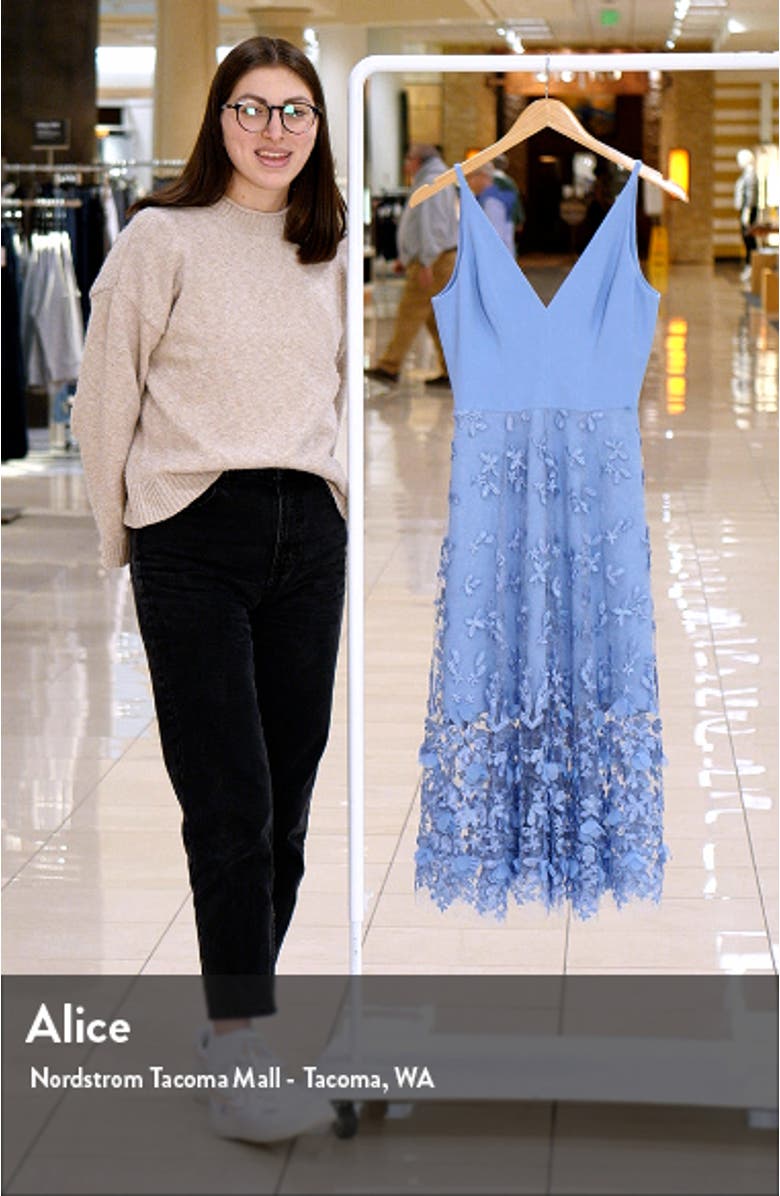 Darleen V-Neck Embroidered Mesh Cocktail Dress