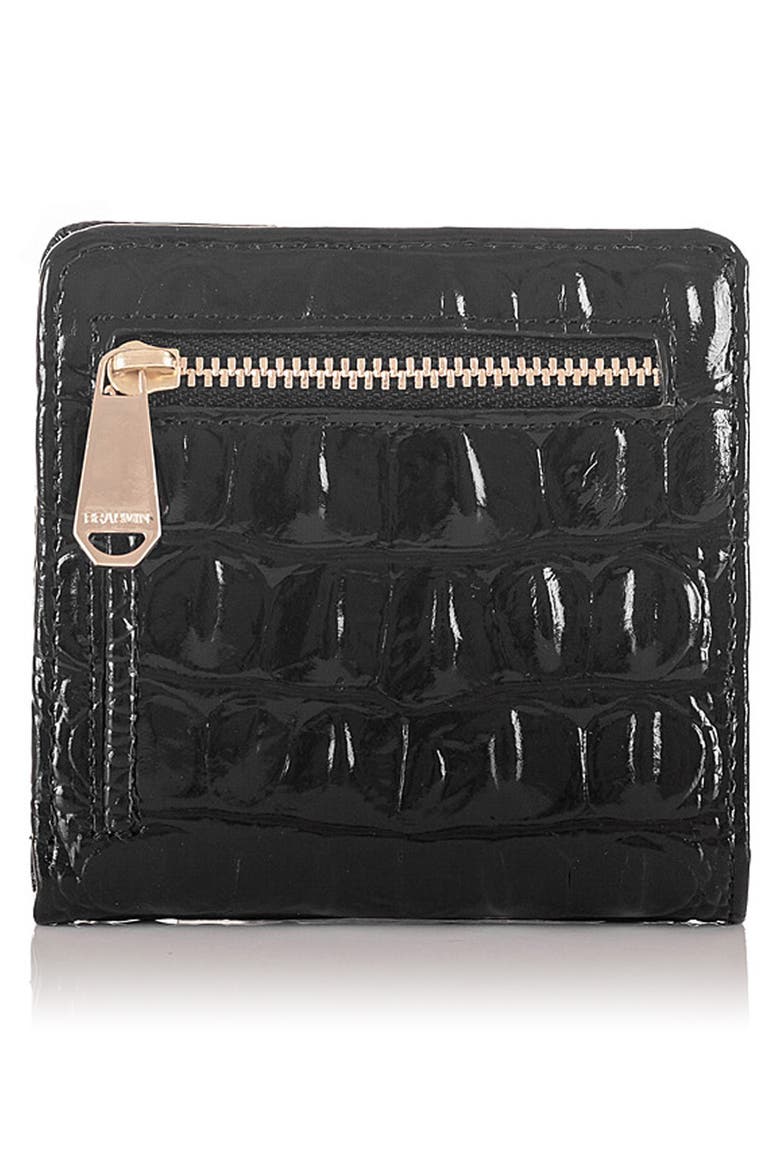 Jane Croc Embossed Leather Wallet, Alternate, color, BLACK