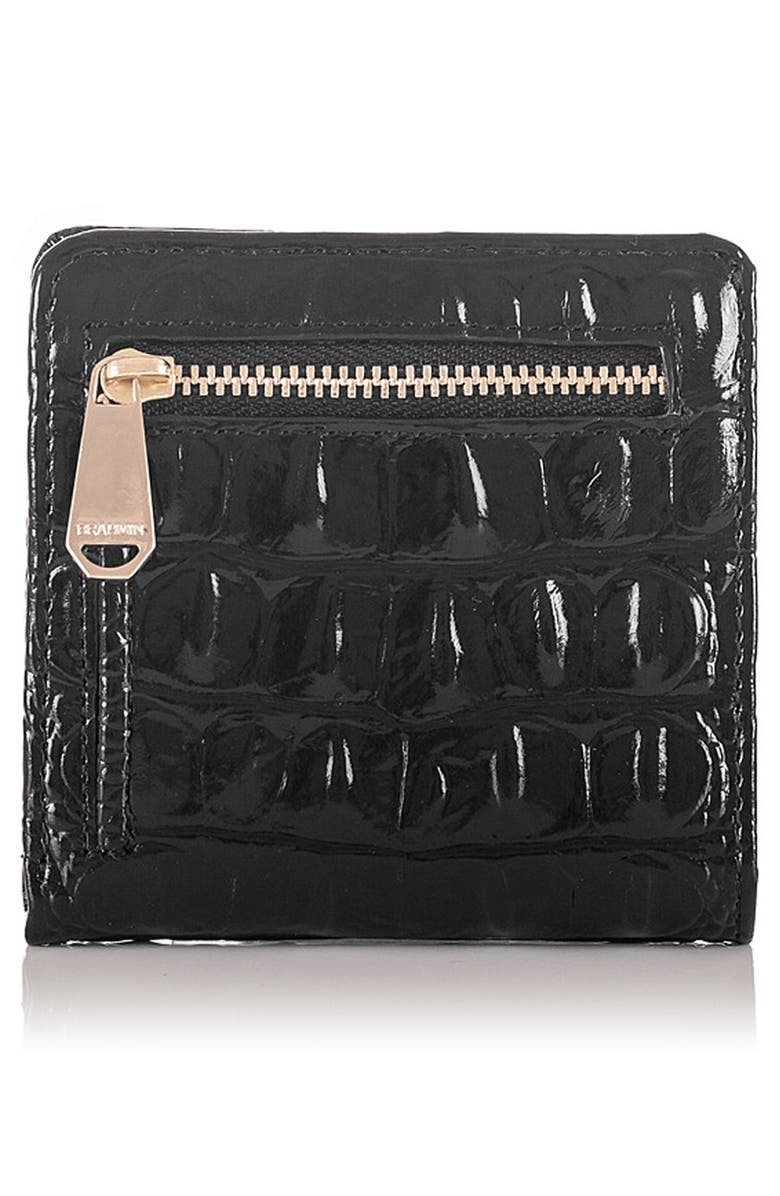 Brahmin Jane Croc Embossed Leather Wallet, Alternate, color, Black