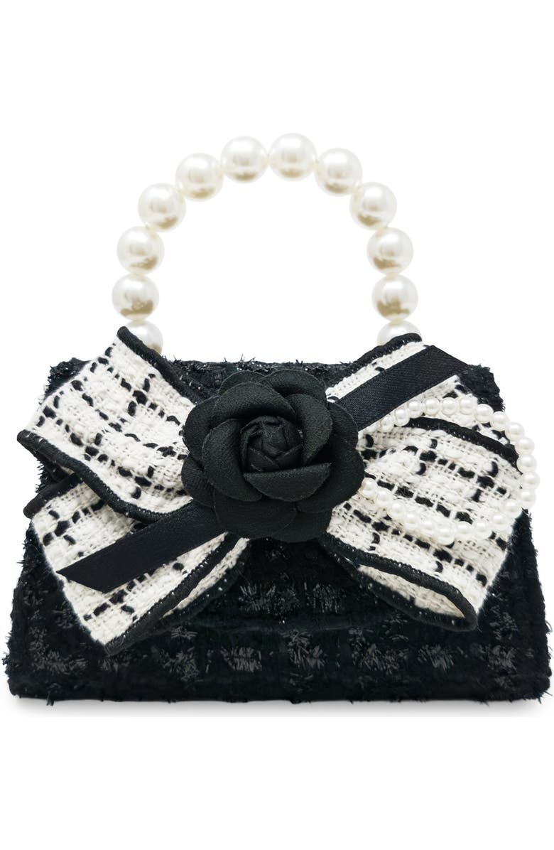 Puttisu Coco Ribbon Bow Pearl Handbag, Main, color, Noir Elegance