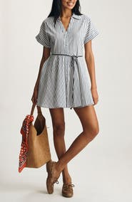 Mavi Jeans Stripe Tie Waist Dolman Sleeve Minidress