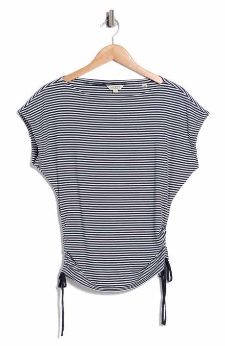 MAX STUDIO Stripe Rib Ruched T-Shirt