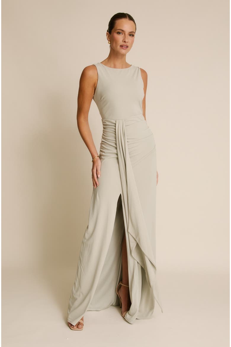 Drape Gathered Sleeveless Stretch, Alternate, color, Sage