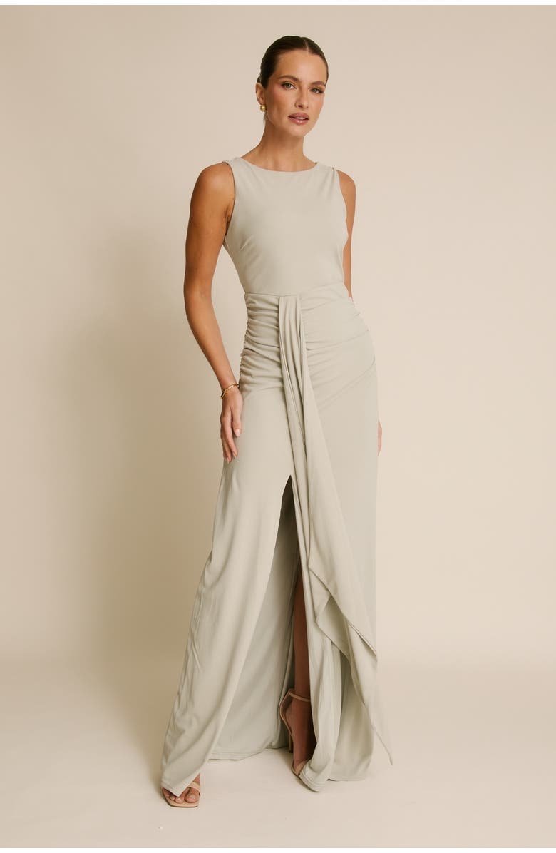 Six Stories Drape Gathered Sleeveless Stretch, Alternate, color, Sage