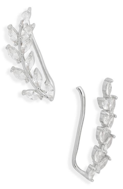 CZ Leaf Climber Earrings