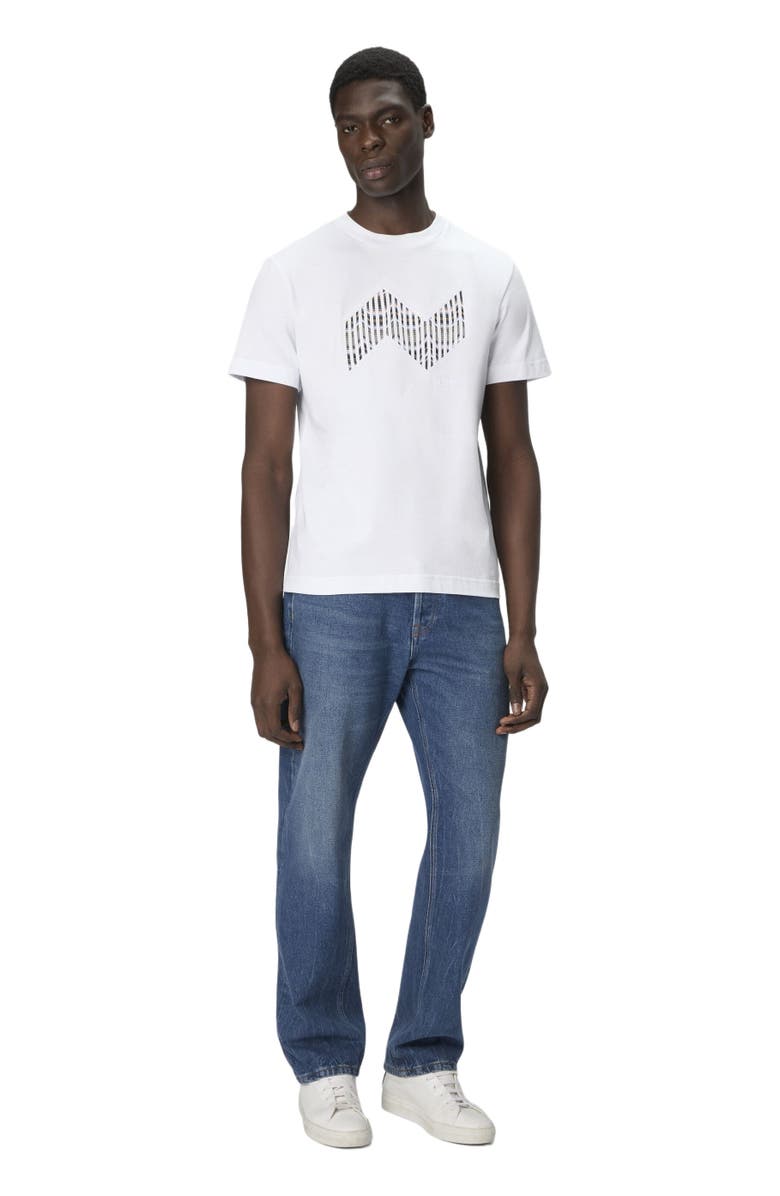 Missoni Short Sleeve T-shirt With Geometric Zigzag Insert And Logo, Main, color, Multicoloured