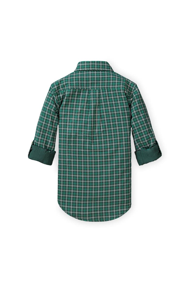 Baby Boys' Convertible Double Weave Button Down Shirt, Infant, Alternate, color, Green and Gray Check