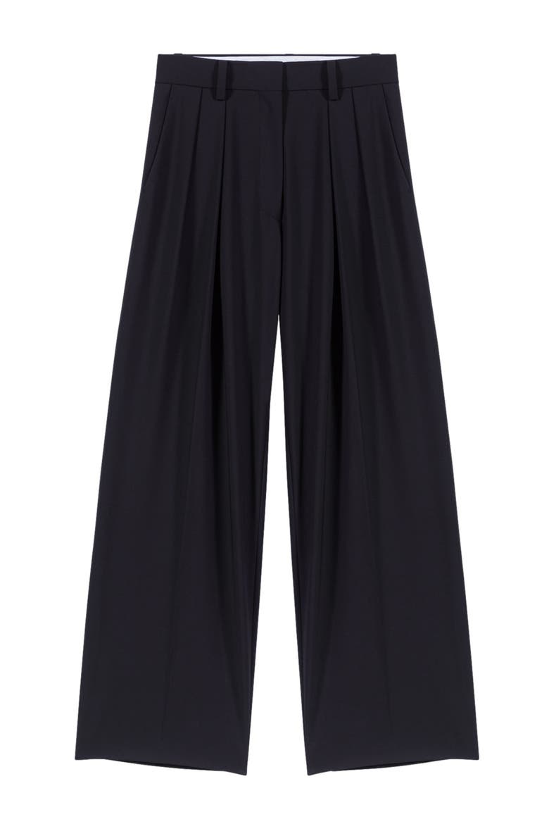 Wide-leg trousers with belt, Alternate, color, Black