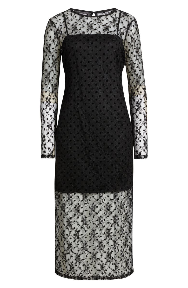 Chelsea28 Lace Illusion Midi Dress, Alternate, color, Black