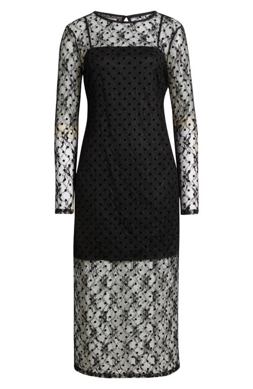 Chelsea28 Lace Illusion Midi Dress In Black