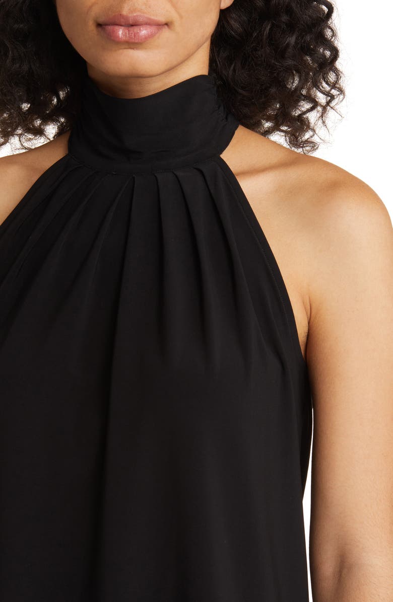 Anne Klein Journey Pleated Halter Top, Alternate, color, Anne Black