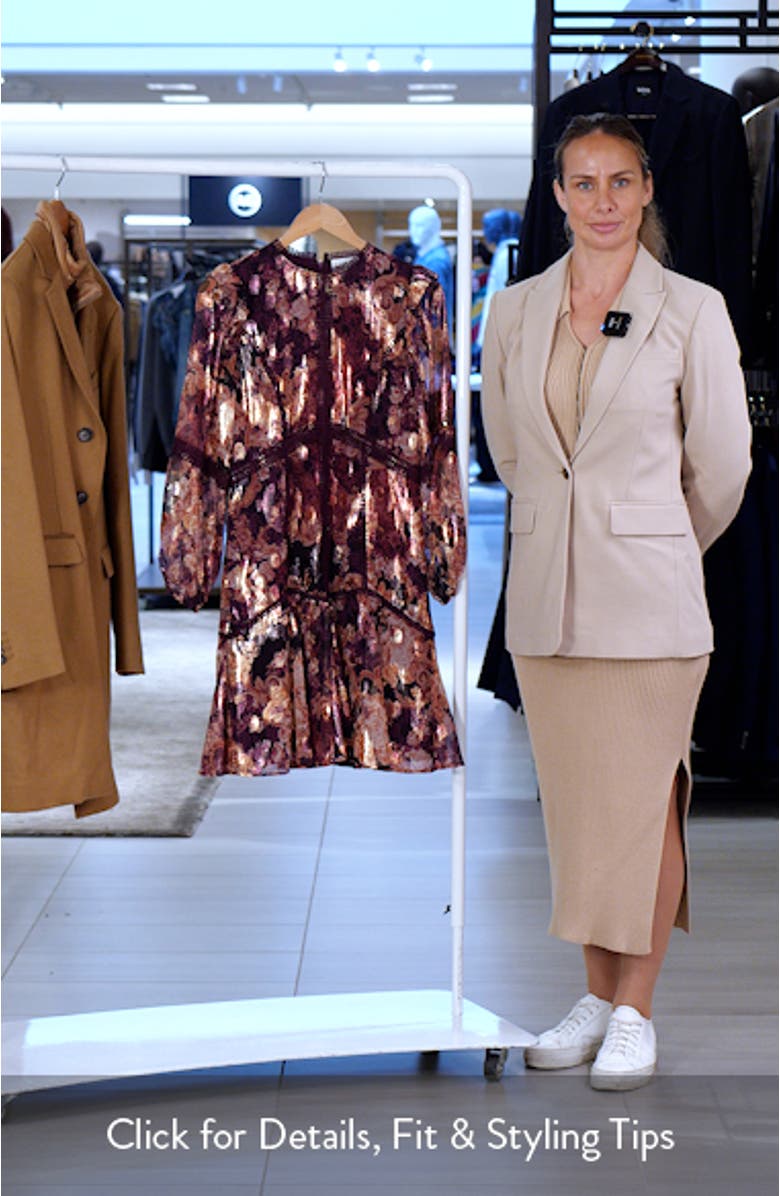 Lace Trim Long Sleeve Trapeze Dress, sales video thumbnail