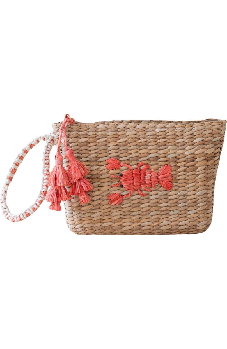 LIKHA Lobster Embroidered Straw Pouch, Main, color,