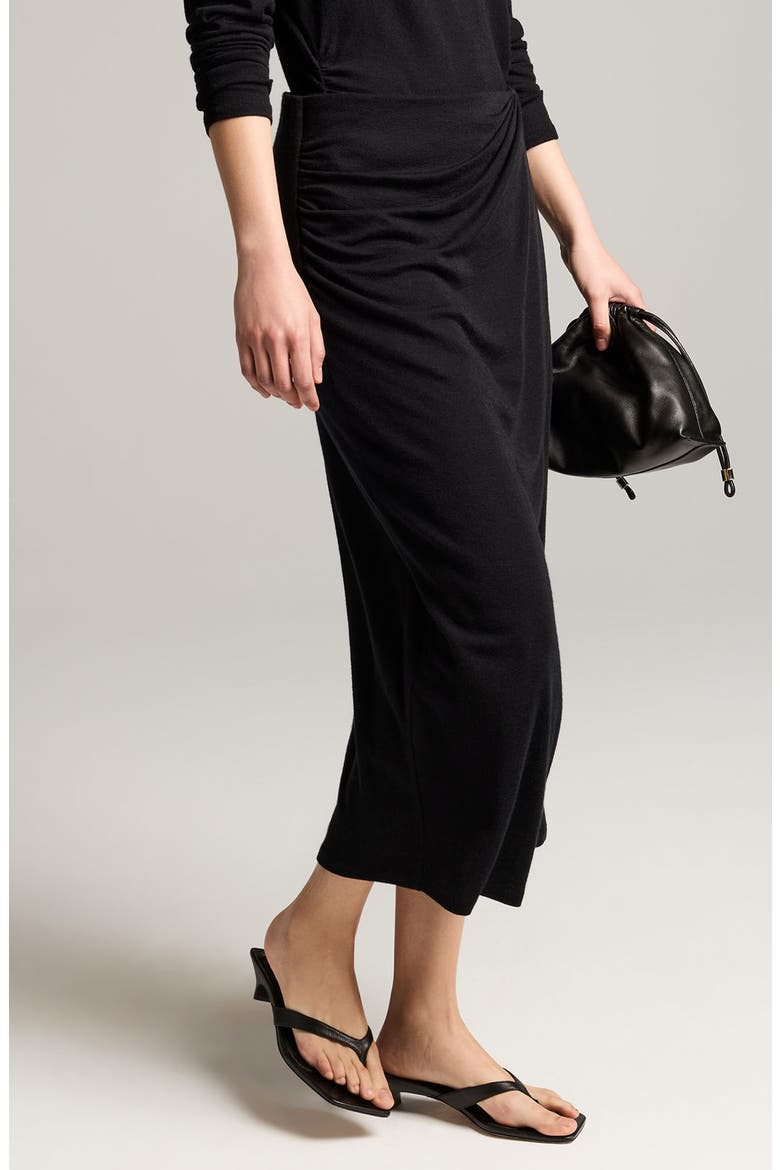 Ruched Wool Blend Knit Midi Skirt, Alternate, color, BLACK