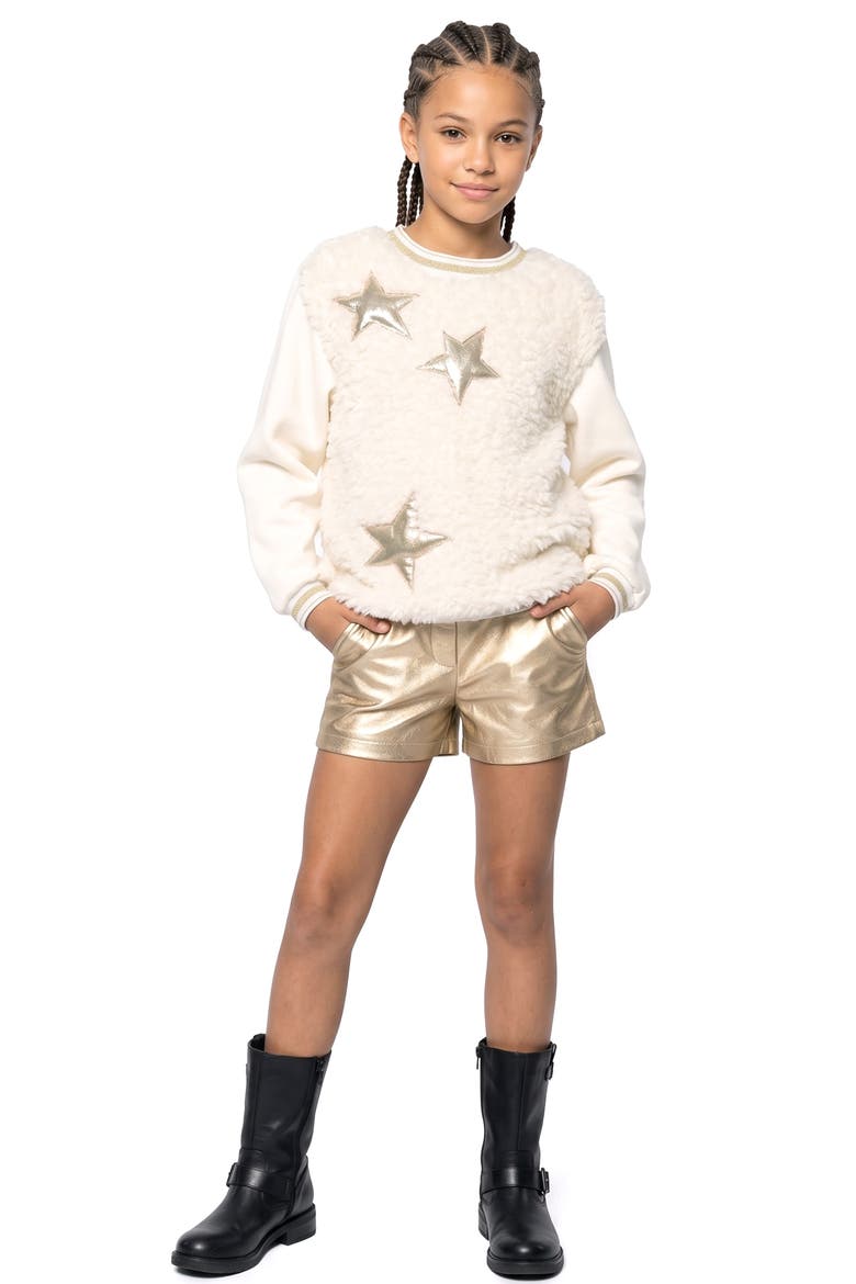 Kids' Faux Fur Front Tunic Sweater, Alternate, color, IVORY
