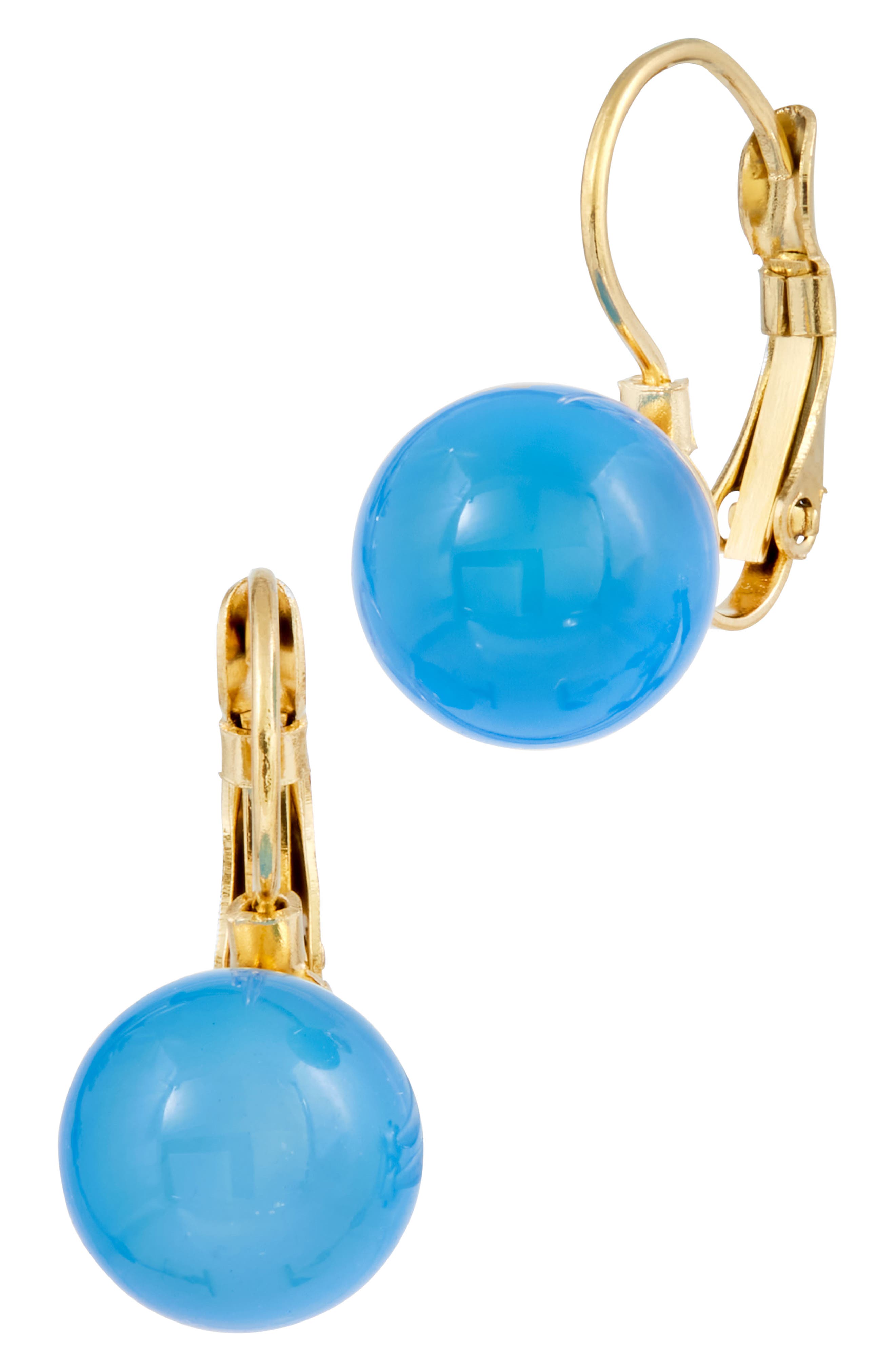 SAVVY CIE JEWELS Blue Agate Lever Back Earrings