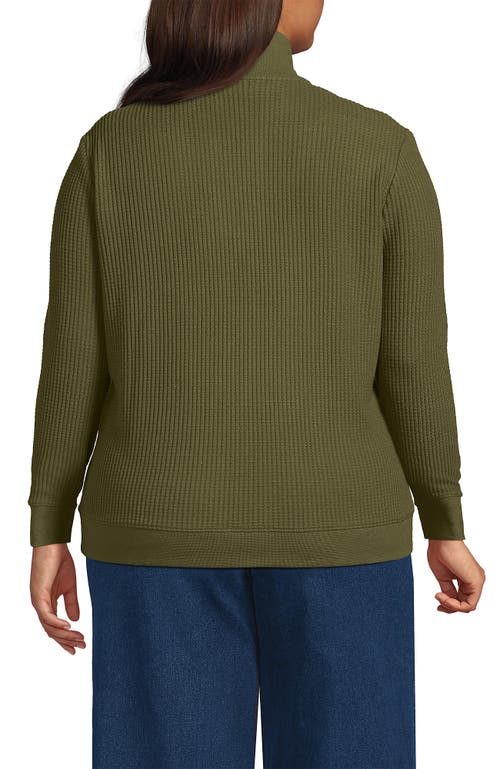 Lands' End Long Sleeve Waffle Quarter Zip Pullover In Multi