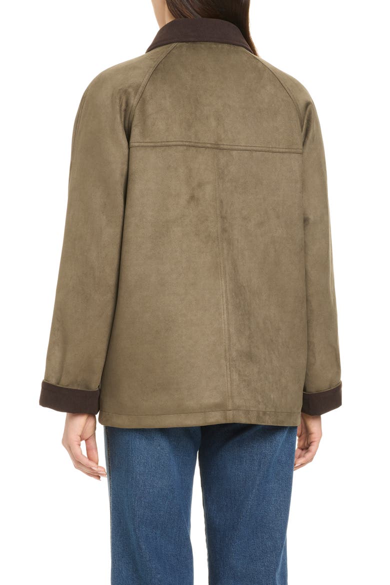 Cord Collar Faux Suede Barn Jacket, Alternate, color, OLIVE