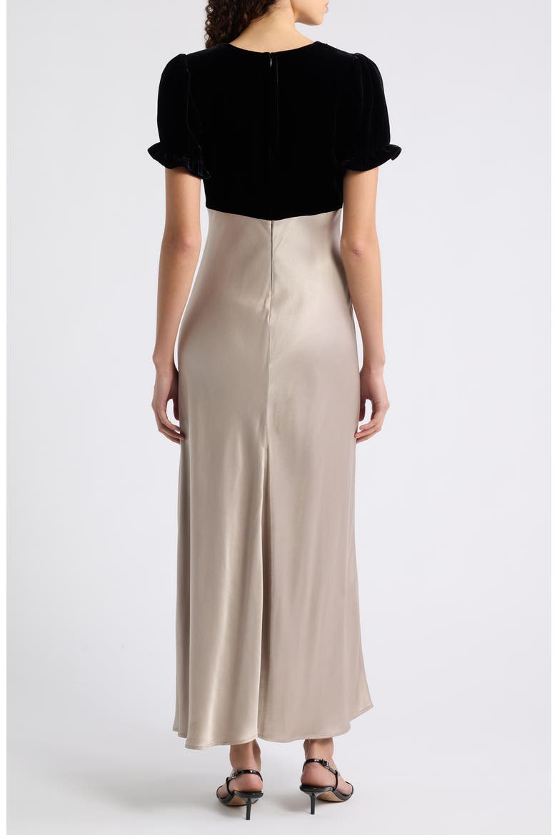 Dory Colorblock Mixed Media Velvet & Satin Dress, Alternate, color, MINK