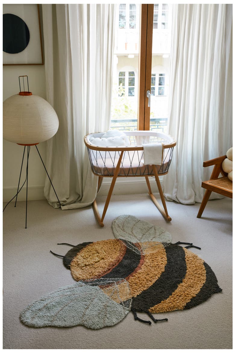 Bee Washable Cotton Blend Rug, Alternate, color, BLACK