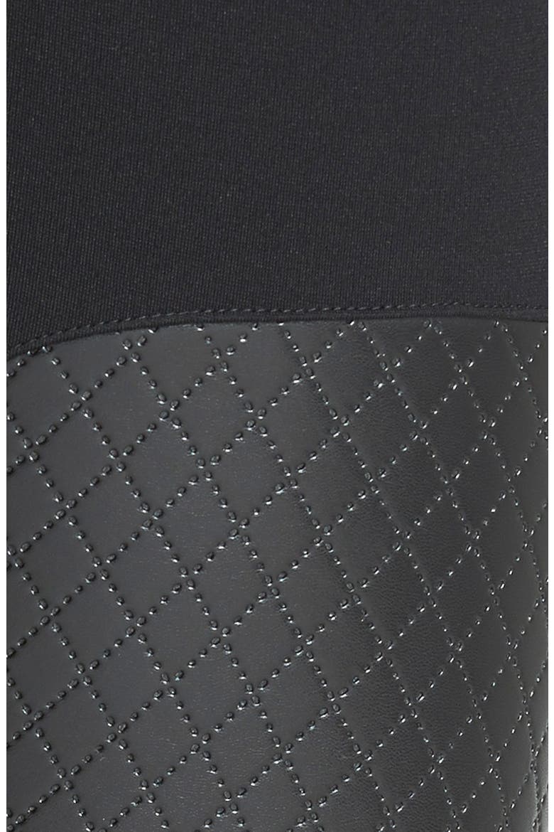 Quilted Panel Ponte Leggings, Alternate, color, BLACK