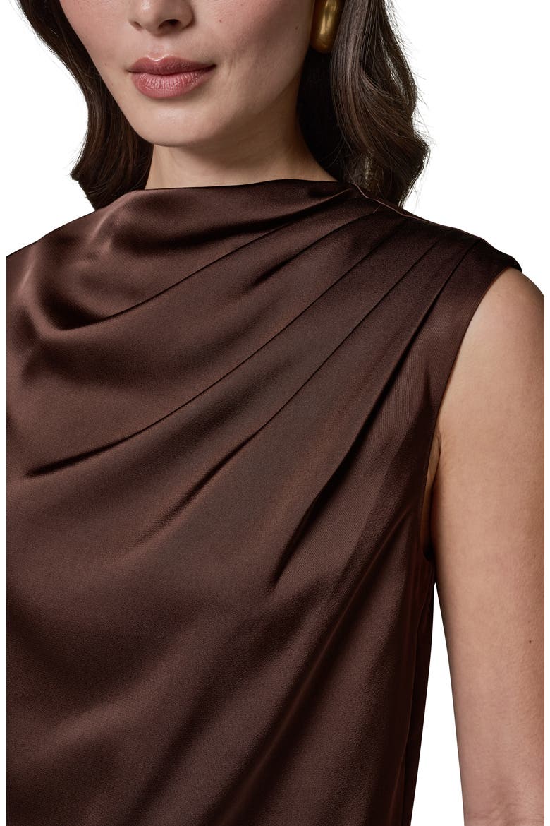 Pleated Shoulder Satin Blouse, Alternate, color, CANYON