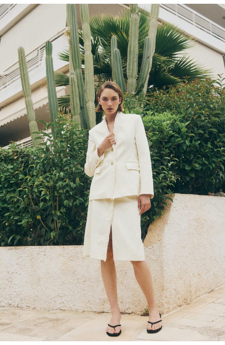 H&M Frayed Blazer, Alternate, color, White
