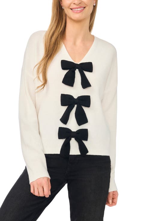 Bow Detail V-Neck Sweater