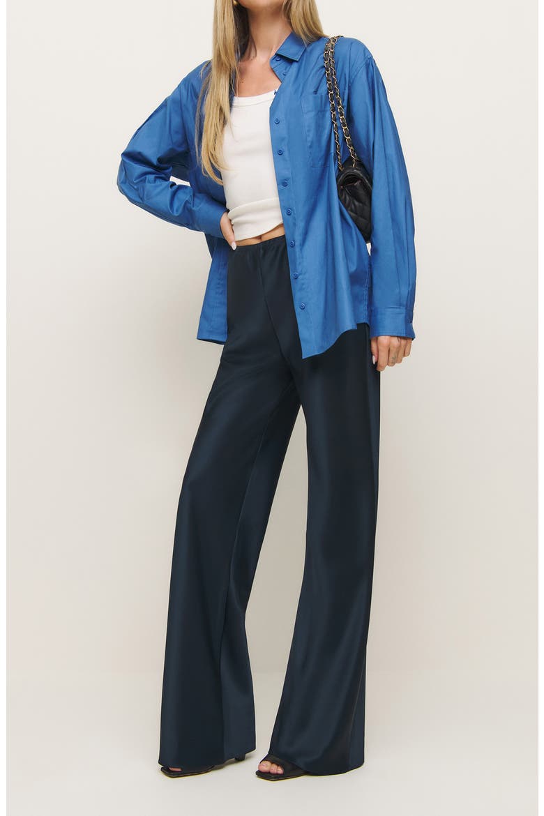 Gale High Waist Satin Pants, Alternate, color, MIDNIGHT