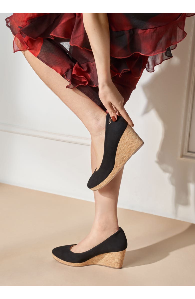 VISCATA Riera Suede Cork Wedges, Alternate, color, Black