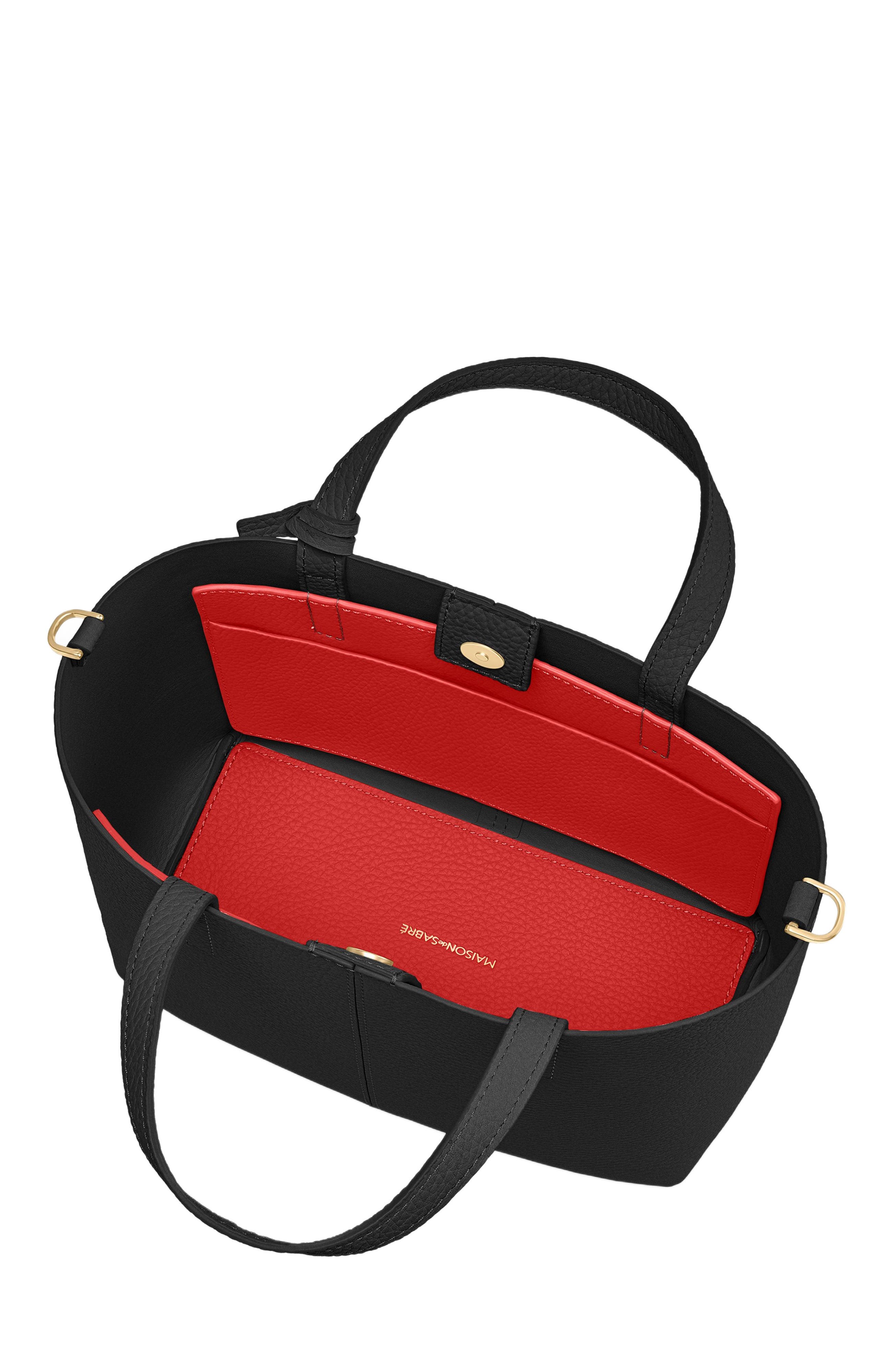 MAISON de SABRÉ Small Leather Soft Tote, Alternate, color, Rouge Noir