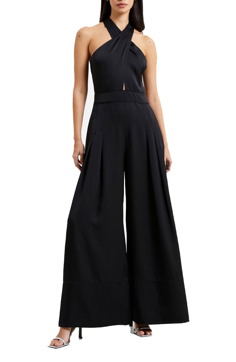 French Connection Harlow Crossover Satin Recycled Polyester Jumpsuit, Main, color,