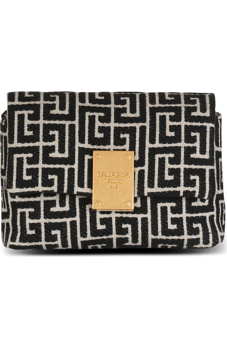 Balmain Mini 1945 Soft Monogram Jacquard Crossbody Bag, Main, color,