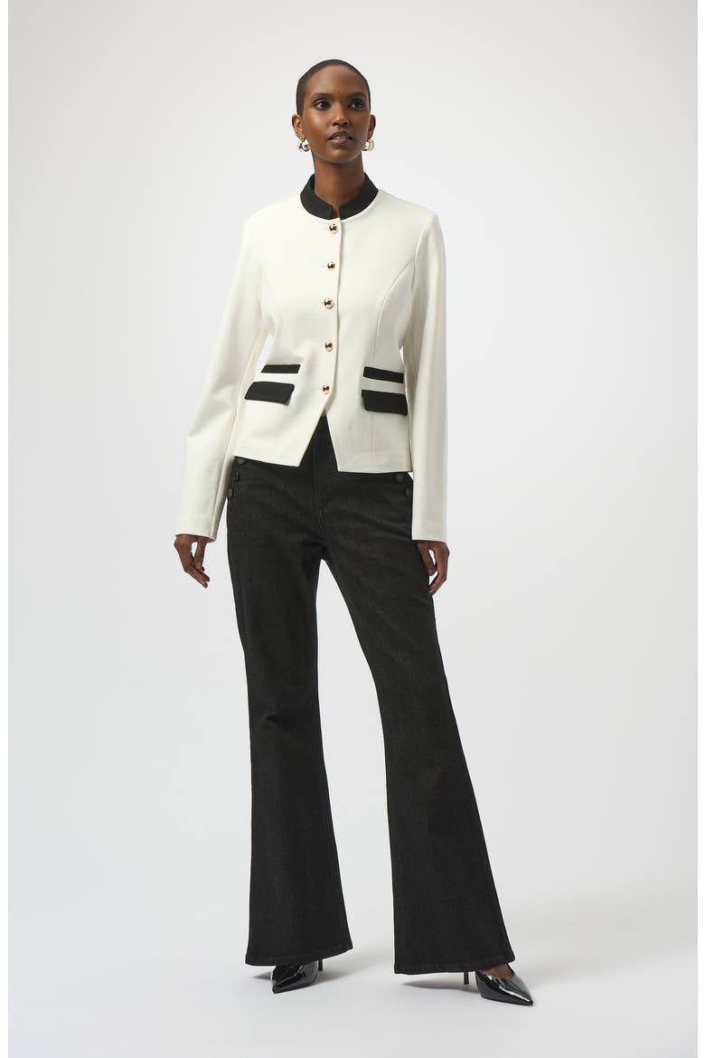 Mandarin Collar Fitted Jacket, Alternate, color, VANILLA/ BLACK