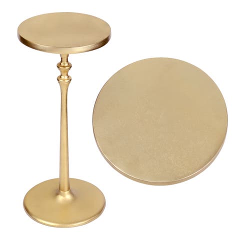 Lulu 19.5" Art Deco Classic Pedestal Round Metal Drink Table and Decorative End Table