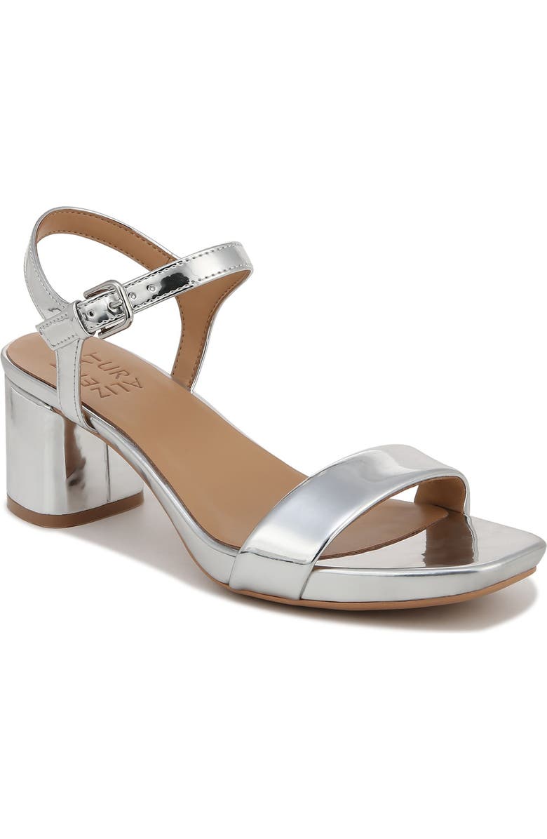 Naturalizer Izzy Ankle Strap Sandal, Main, color, Silver Faux Leather