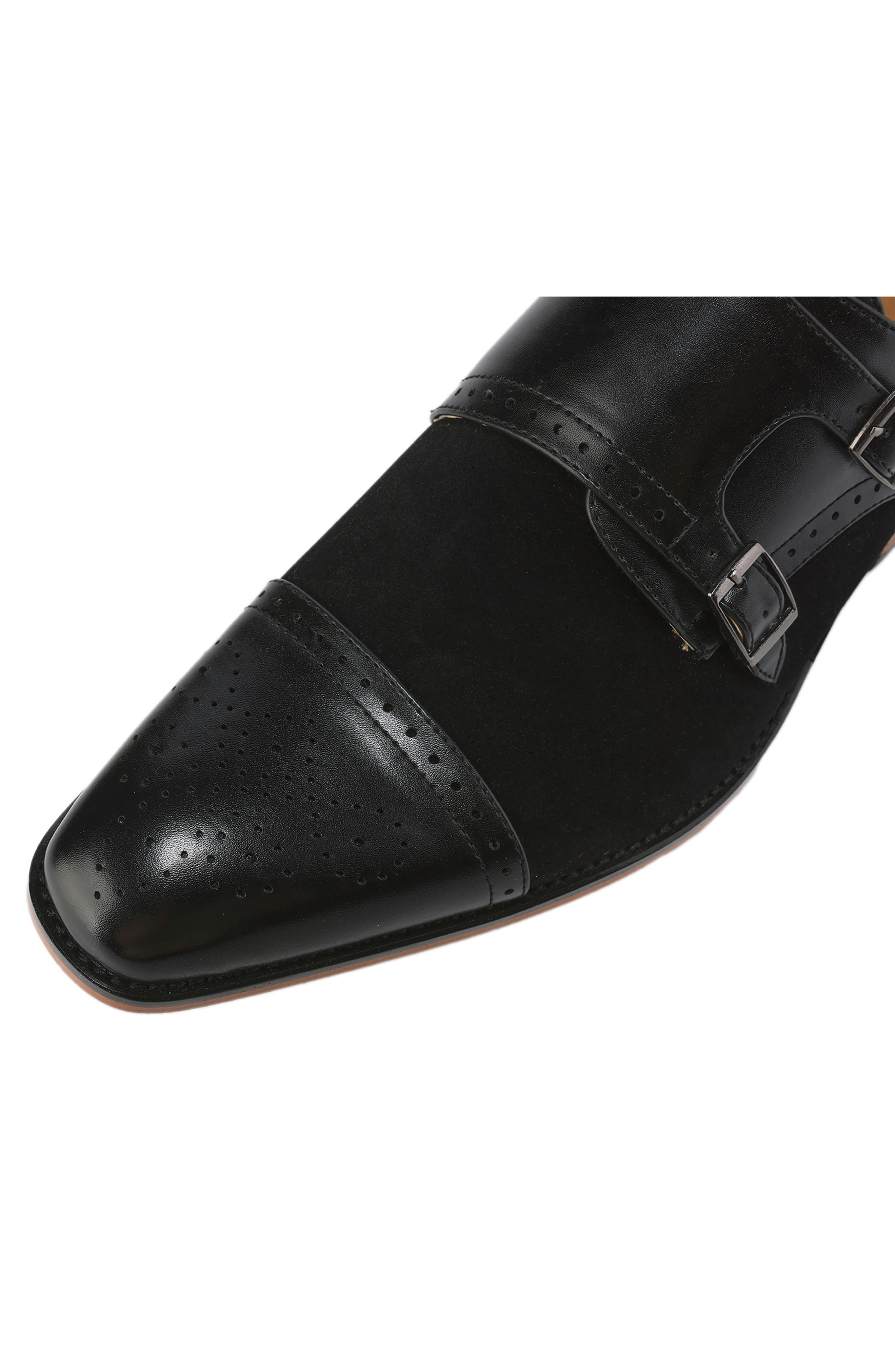 Gino Vitale Double Monk Strap Loafer, Alternate, color, Black/ Black