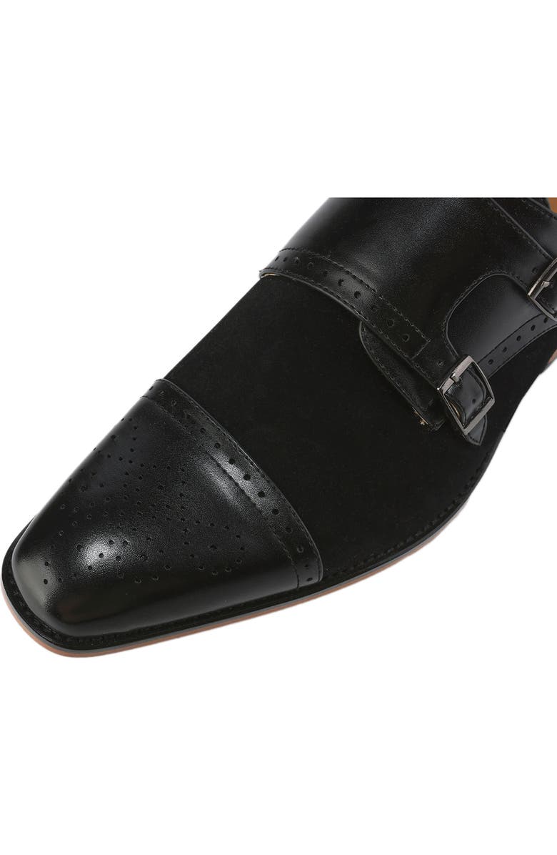 Gino Vitale Double Monk Strap Loafer, Alternate, color, Black/ Black