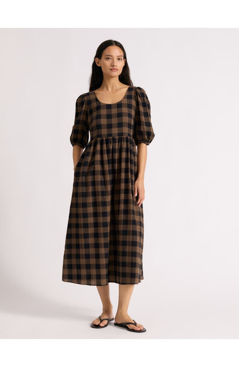 Albaray Large Gingham Iconic Midi Dress, Main, color, Chocolate