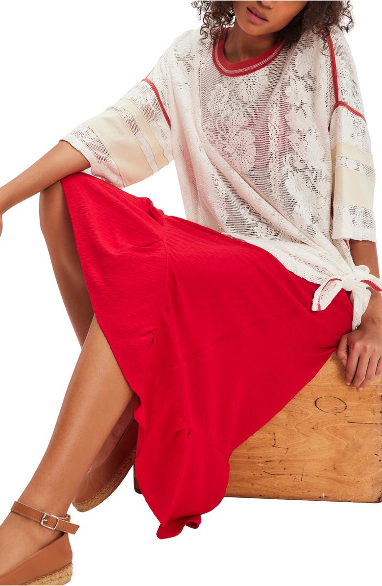 Free People Best Match Oversize Lace Mesh T-Shirt, Alternate, color, Clean Ivory Combo