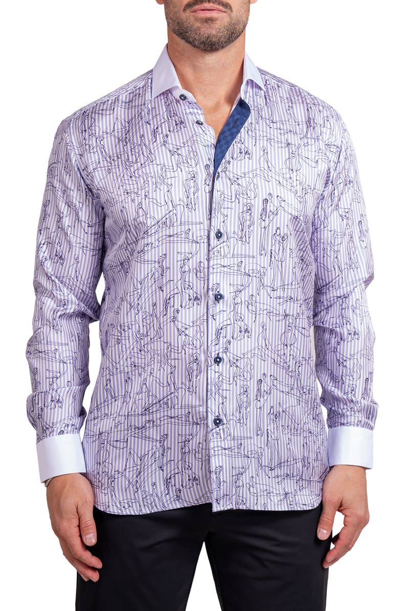 Maceoo Einstein Ascension 0203 Contemporary Fit Button-Up Shirt, Main, color, White