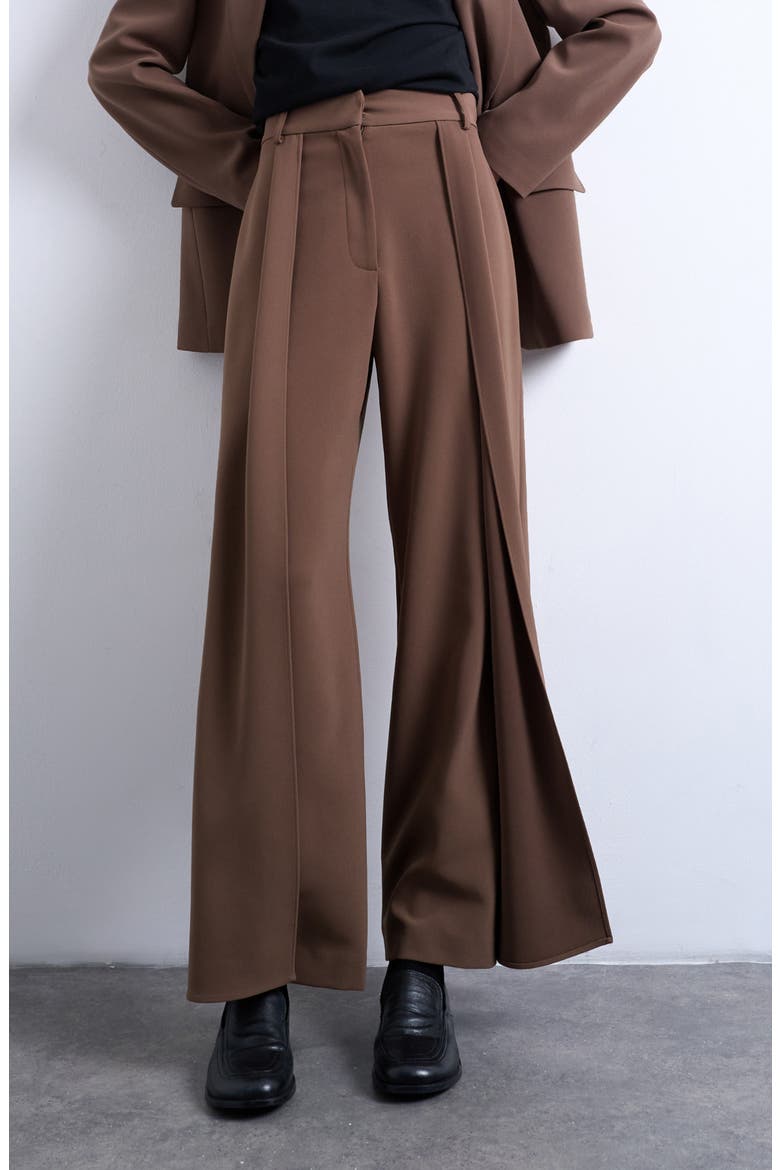 Pleated Volume Wide Leg Pants, Main, color, TAUPE