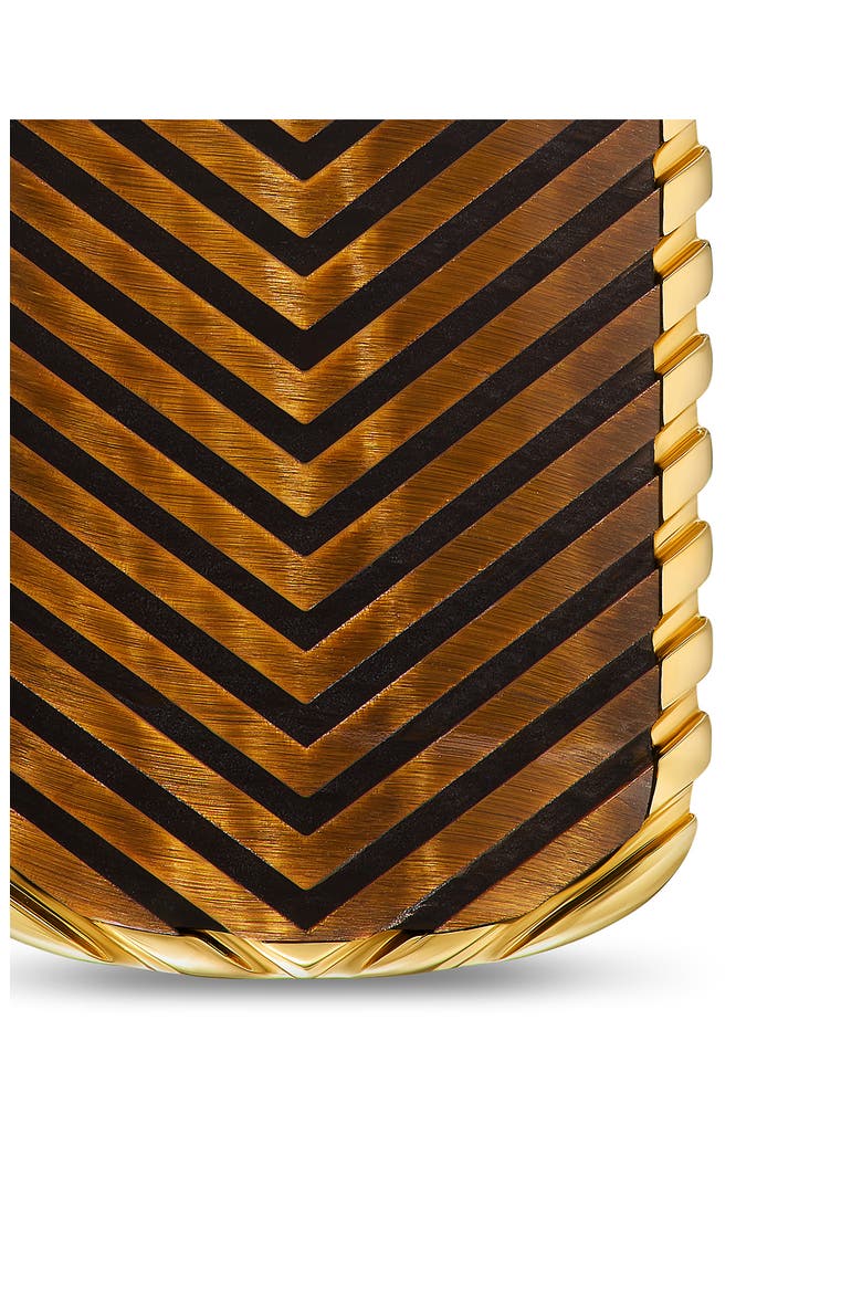 Men's Chevron Tag in 18K Yellow Gold with Tiger's Eye, 34mm, Alternate, color, GOLD